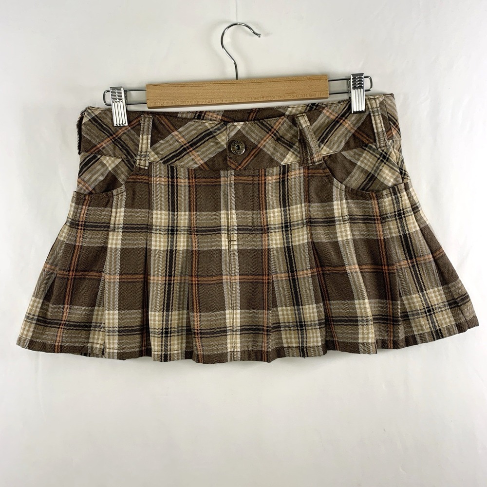 VTG Bongo Womens Y2K Plaid Pleated Micro Mini Skirt Sz 5 Schoolgirl Grunge Bratz
